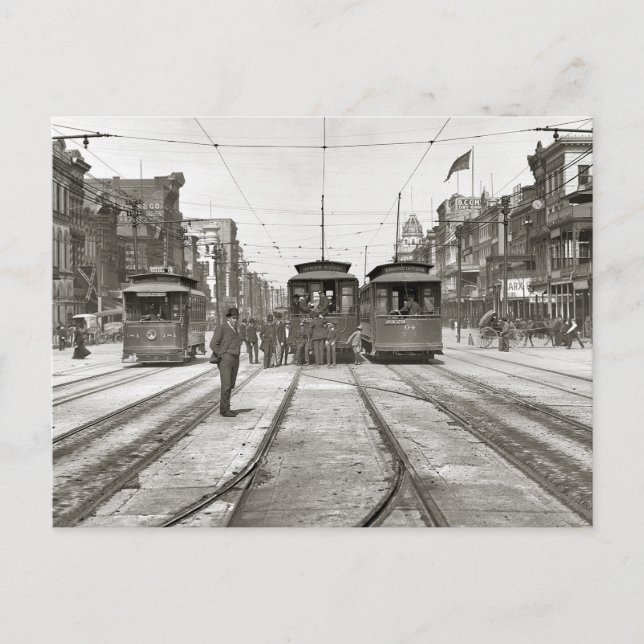 New Orleans Streetcars, 1907 Postcard (Front)
