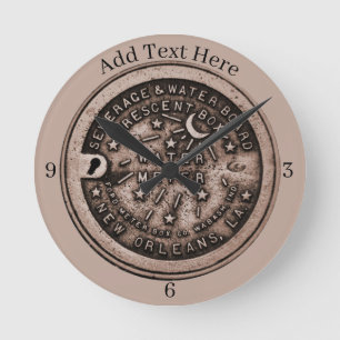 New Orleans Water Metre Clock, add text Round Clock