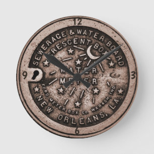 New Orleans Water Metre Clock, add text Round Clock