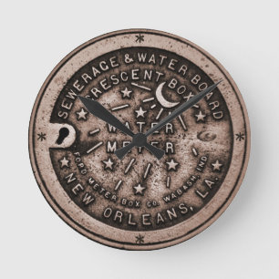 New Orleans Water Metre Clock, add text Round Clock