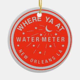 New Orleans Water Metre Cover Red Ceramic Ornament