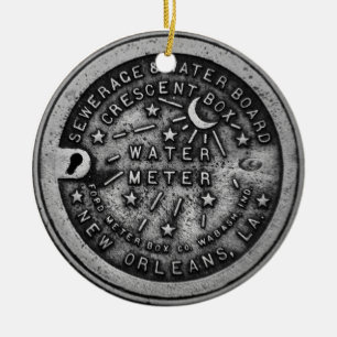 New Orleans Water Metre Cover Replica Ceramic Ornament