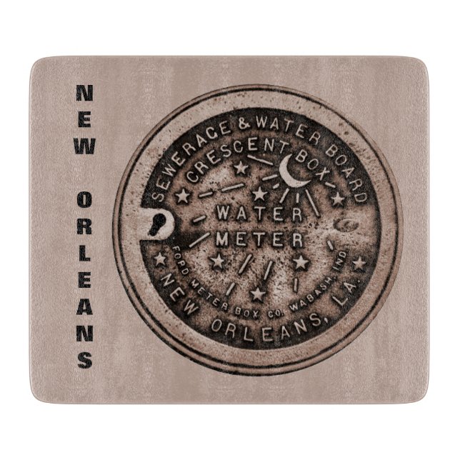New Orleans Water Metre Lid Cutting Board (Front)