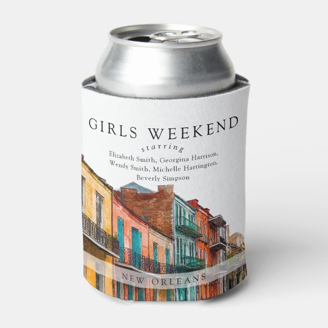 New Orleans Watercolor Girls Weekend Can Cooler (Can Front)
