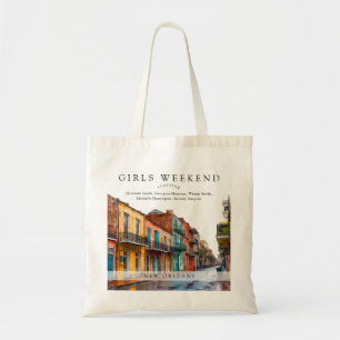 New Orleans  Watercolor Girls Weekend Tote Bag