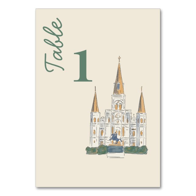 New Orleans  Watercolor  Table Number (Front)