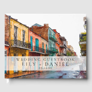 New Orleans Watercolor Wedding Guest Book