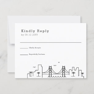 New Orleans Wedding   Stylized Skyline RSVP Card