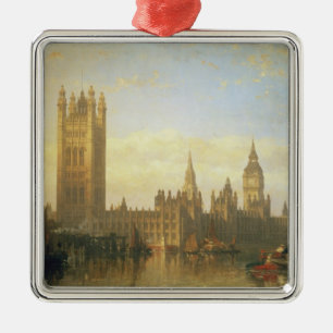 New Palace of Westminster from the River Thames Metal Ornament