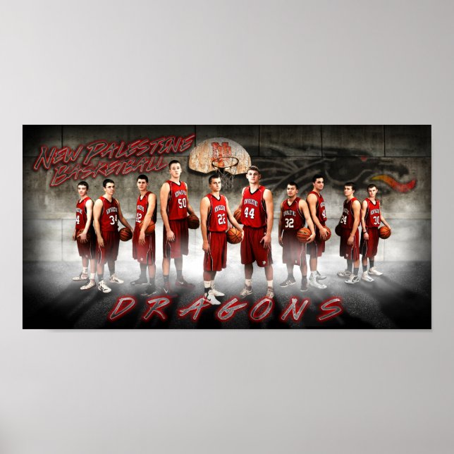 New Palestine Dragons Basketball Print (Front)