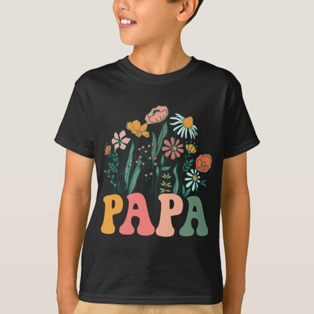 New Papa Wildflower First Birthday &amp; Baby Show T-Shirt (Front)