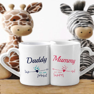 New Parents Daddy Mummy Personalized His and Hers Coffee Mug Set