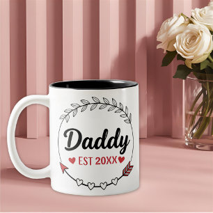 New Parents Daddy Personalized established year Two-Tone Coffee Mug