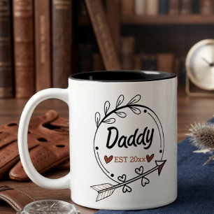 New Parents Daddy Personalized established year Two-Tone Coffee Mug