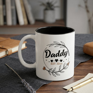 New Parents Daddy Personalized established year Two-Tone Coffee Mug