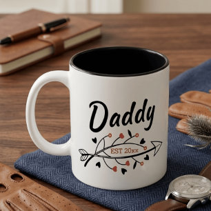 New Parents Daddy Personalized established year Two-Tone Coffee Mug
