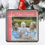 New Parents Family First Christmas Photo Metal Ornament<br><div class="desc">Celebrate your first year as parents with a heartfelt keepsake ornament! Personalize this charming Christmas tree decoration with your favourite photo of your new family, along with your baby's name and birth date. It's a beautiful way to capture this special milestone and create lasting memories for years to come. Perfect...</div>