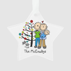 New Parents of a Baby Boy and Cat Ornament