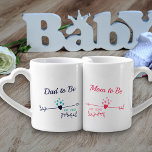 New Parents to Be Mom and Dad His and Hers Coffee Mug Set<br><div class="desc">Modern hearts and arrows design in pink and blue - ideal for new parents to be. Mom to Be and Dad to Be are lettered in modern script, with a cute Cupid's arrow, exploding with love hearts. All the wording is editable and you can add the year that the expecting...</div>