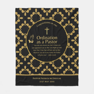 NEW PASTOR Ordination Newly Ordained Custom TEXT Fleece Blanket