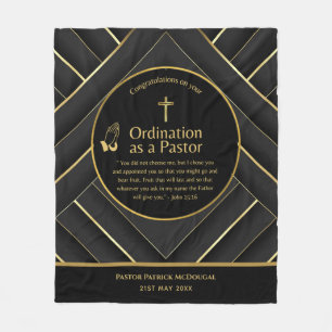 NEW PASTOR Ordination Newly Ordained Custom TEXT Fleece Blanket