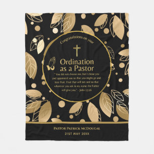 NEW PASTOR Ordination Newly Ordained Custom TEXT Fleece Blanket