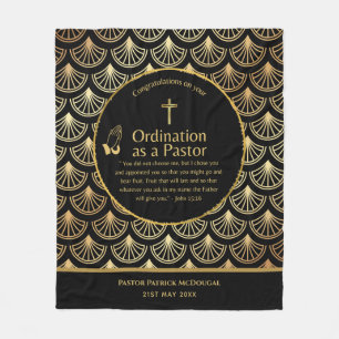 NEW PASTOR Ordination Newly Ordained Custom TEXT Fleece Blanket