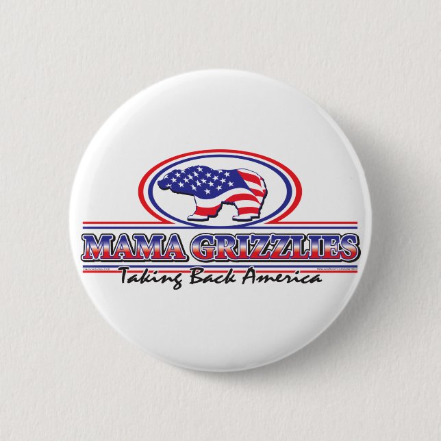 NEW-Patriotic-Grizzly 2 Inch Round Button (Front)