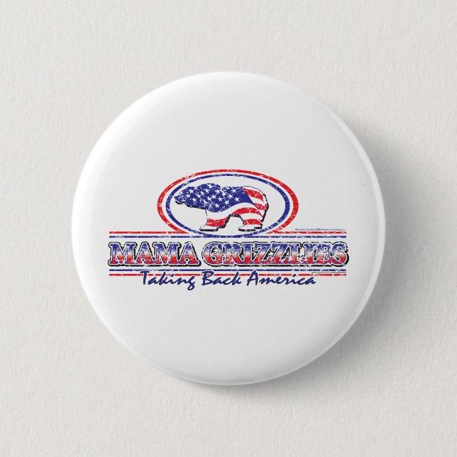 NEW-Patriotic-Grizzly 2 Inch Round Button (Front)