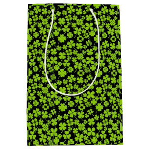 New pattern.Clover leaves 01 Black BG Medium Gift Bag