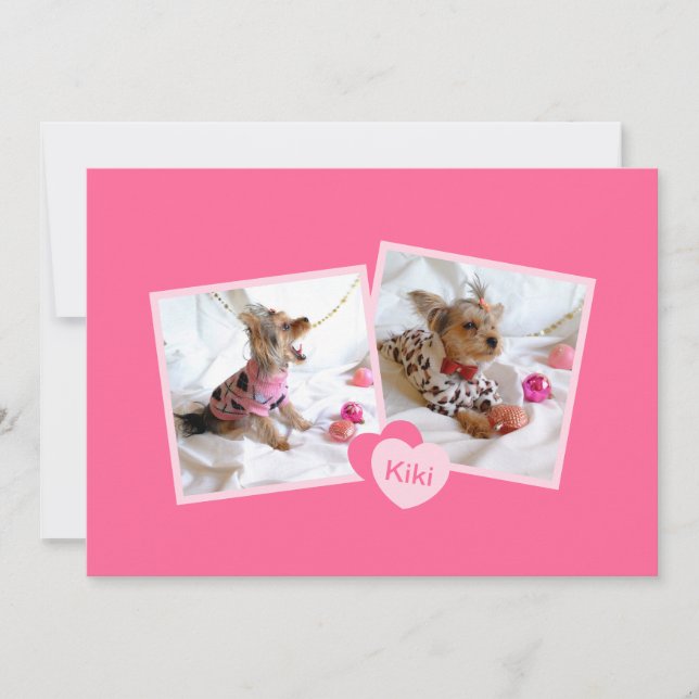 New Pet Adoption Announcement in Girly Pink (Front)