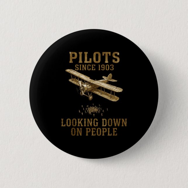 New Pilot Flying Airplane Yes Adventure 2 Inch Round Button (Front)