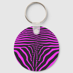 New Pink Black Zebra Print accessories - customise Keychain