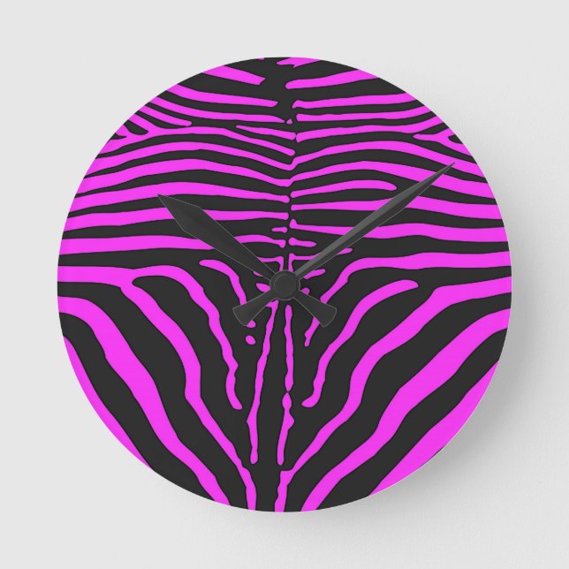 New Pink Black Zebra Print accessories - customise Round Clock (Front)