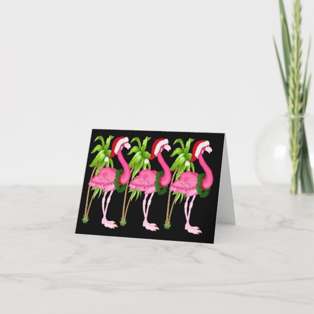 New Pink Flamingo Christmas Cards (Front)