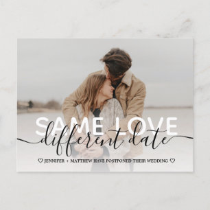 New plan simple typography wedding change the date announcement postcard