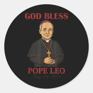 New Pope 2025 God Bless Pope Leo Xiv May 8th 2025 Classic Round Sticker