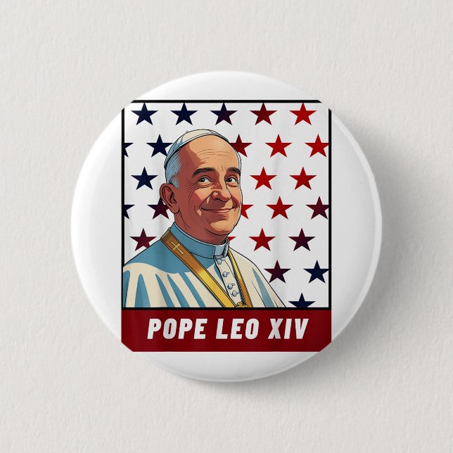 New Pope Leo Xiv Robert American Flag  2 Inch Round Button (Front)