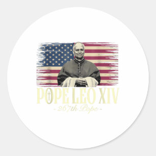 New Pope Leo Xiv Robert American Flag  Classic Round Sticker