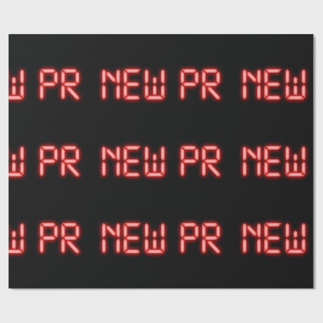 New PR Running Milestone Red Neon Digital Effect  Wrapping Paper (Flat)