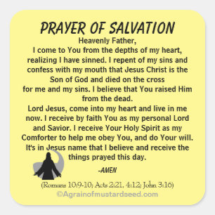 New! PRAYER OF SALVATION Stick with Jesus! Square Sticker