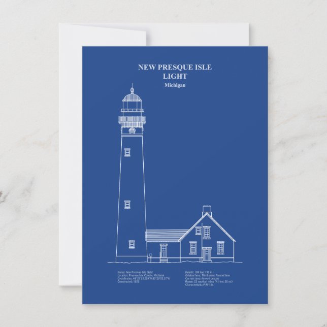 New Presque Isle Lighthouse - Michigan - AD Card (Front)