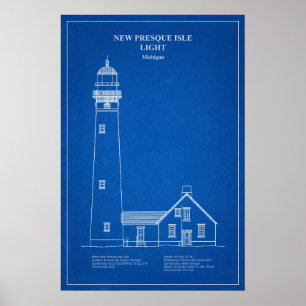 New Presque Isle Lighthouse - Michigan - AD Poster