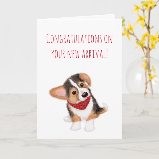 New puppy congratulations card for a couple (Yellow Flower)