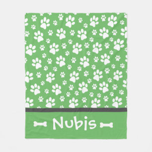 New Puppy Dog Gift Paw Print Personalized Add Name Fleece Blanket