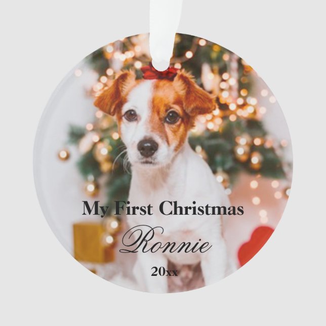 New Puppy First Christmas Ornament With Photo (Front)