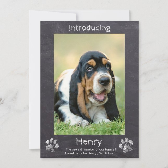 New Puppy - Introducing Puppy Dog Chalkboard Puppy Announcement (Front)