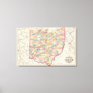 New rail road map of the State of Ohio Canvas Print
