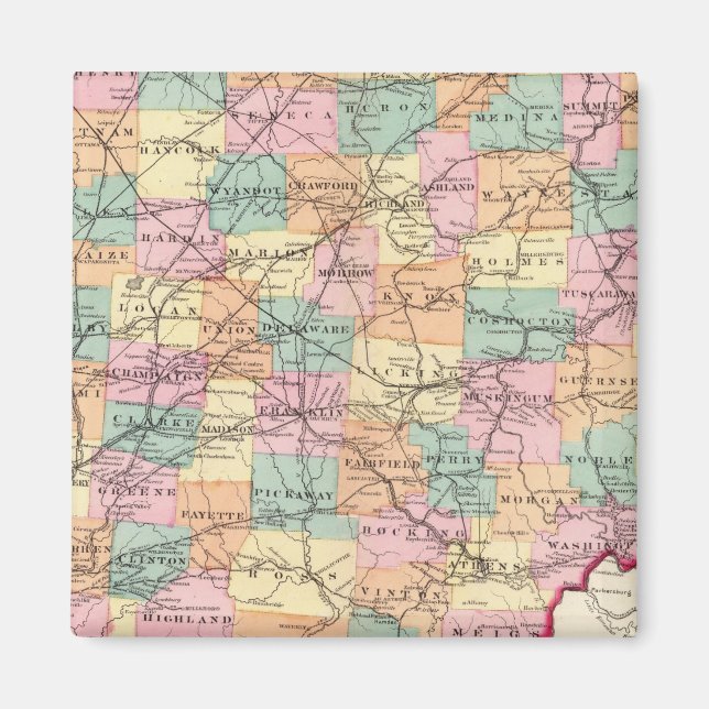 New rail road map of the State of Ohio Magnet (Front)