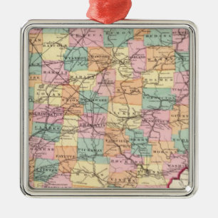 New rail road map of the State of Ohio Metal Ornament